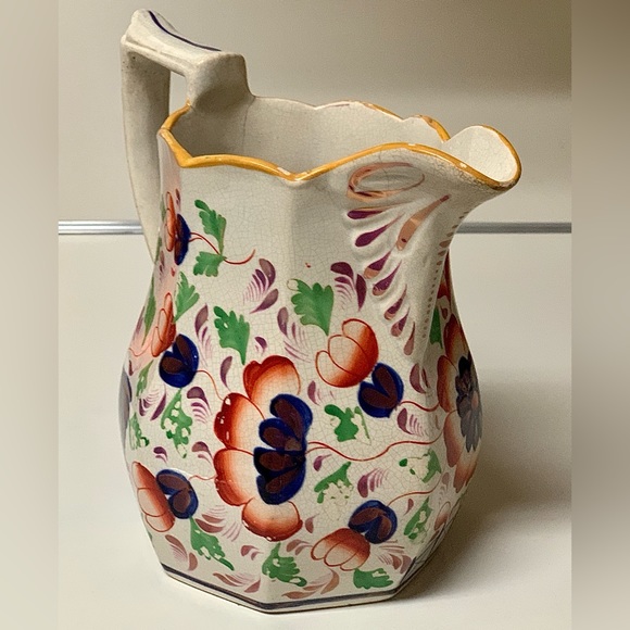 19th Century Antique Gaudy Welsh Grape Pattern Hand Painted Luster Pitcher Jug - Picture 3 of 16